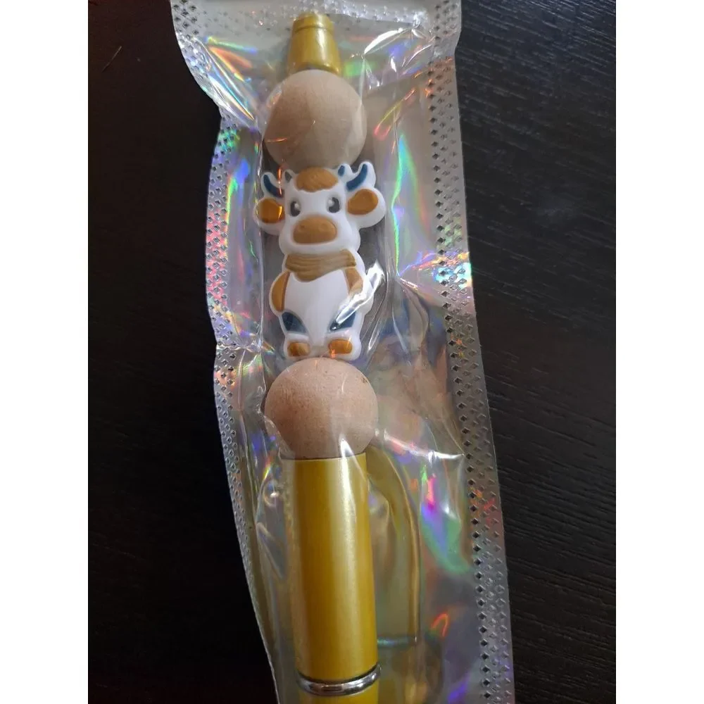 Mooo White Brown‎ Green Cow Yellow Color For Pen Custom Beaded Pen Black Ink
